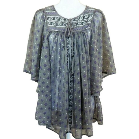 World Market S/M blouse gray - Picture 1 of 5